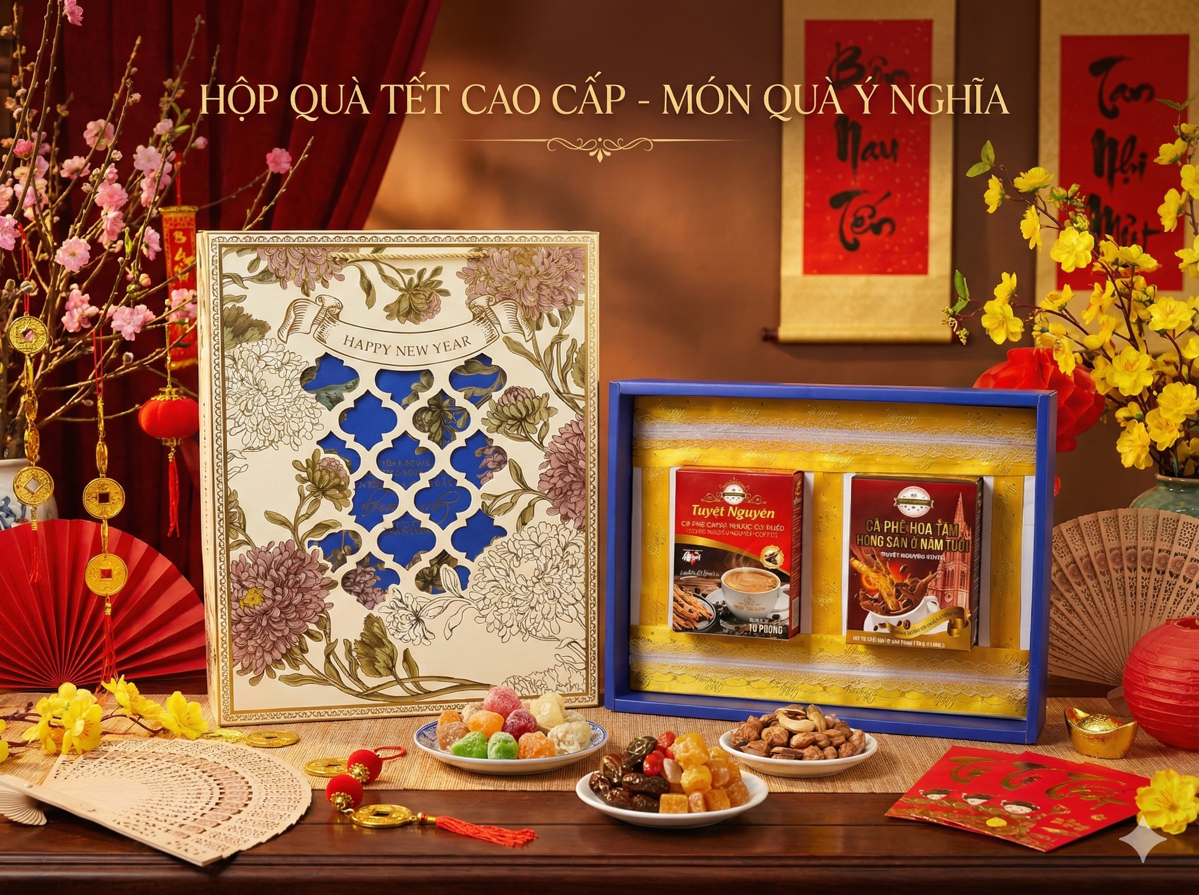 KN HỘP QUÀ TẾT CAO CẤP – 2 HỘP CÀ PHÊ SỨC KHỎE TÙY CHỌN