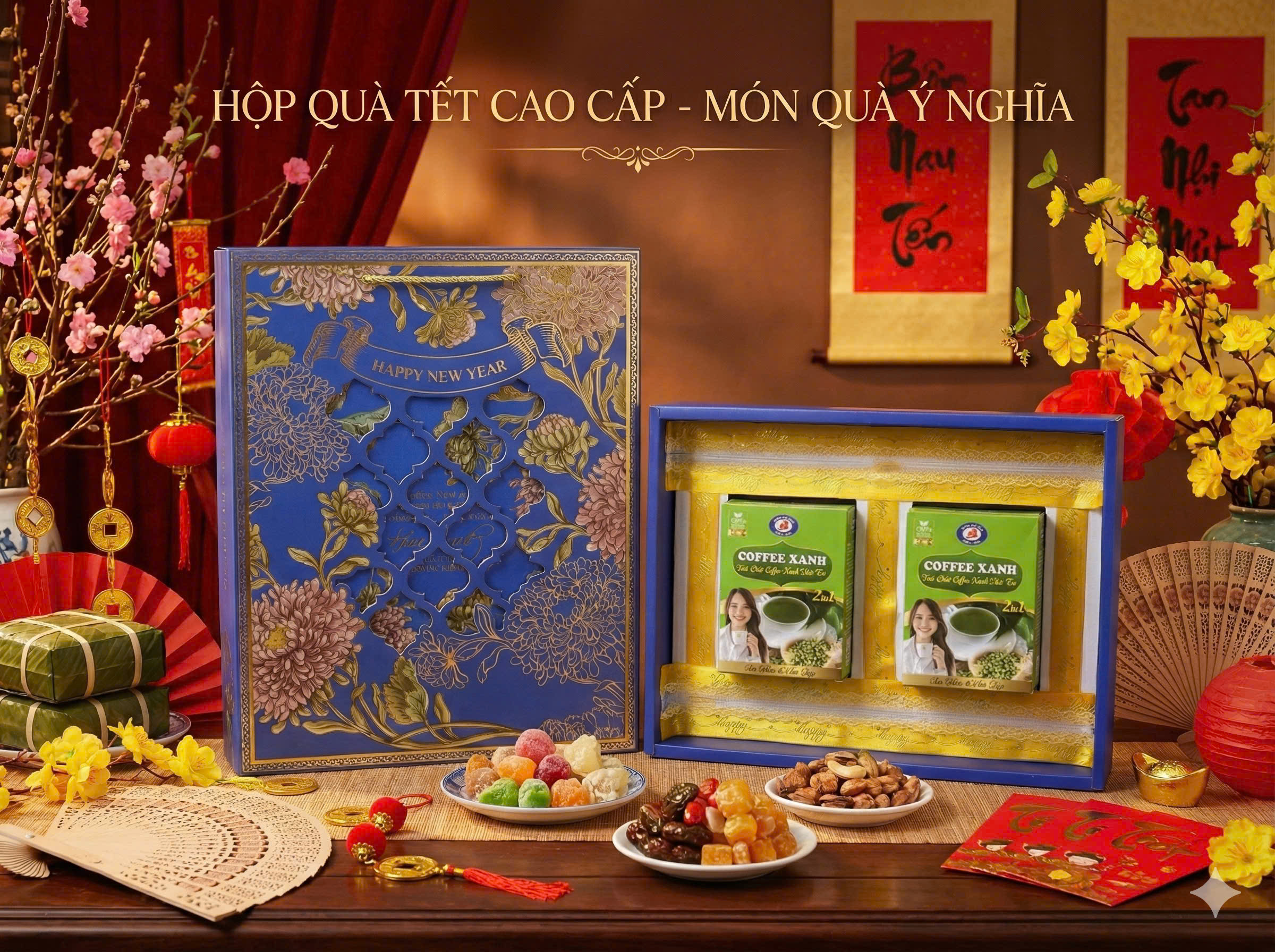 KN HỘP QUÀ TẾT CAO CẤP – 2 HỘP CÀ PHÊ XANH