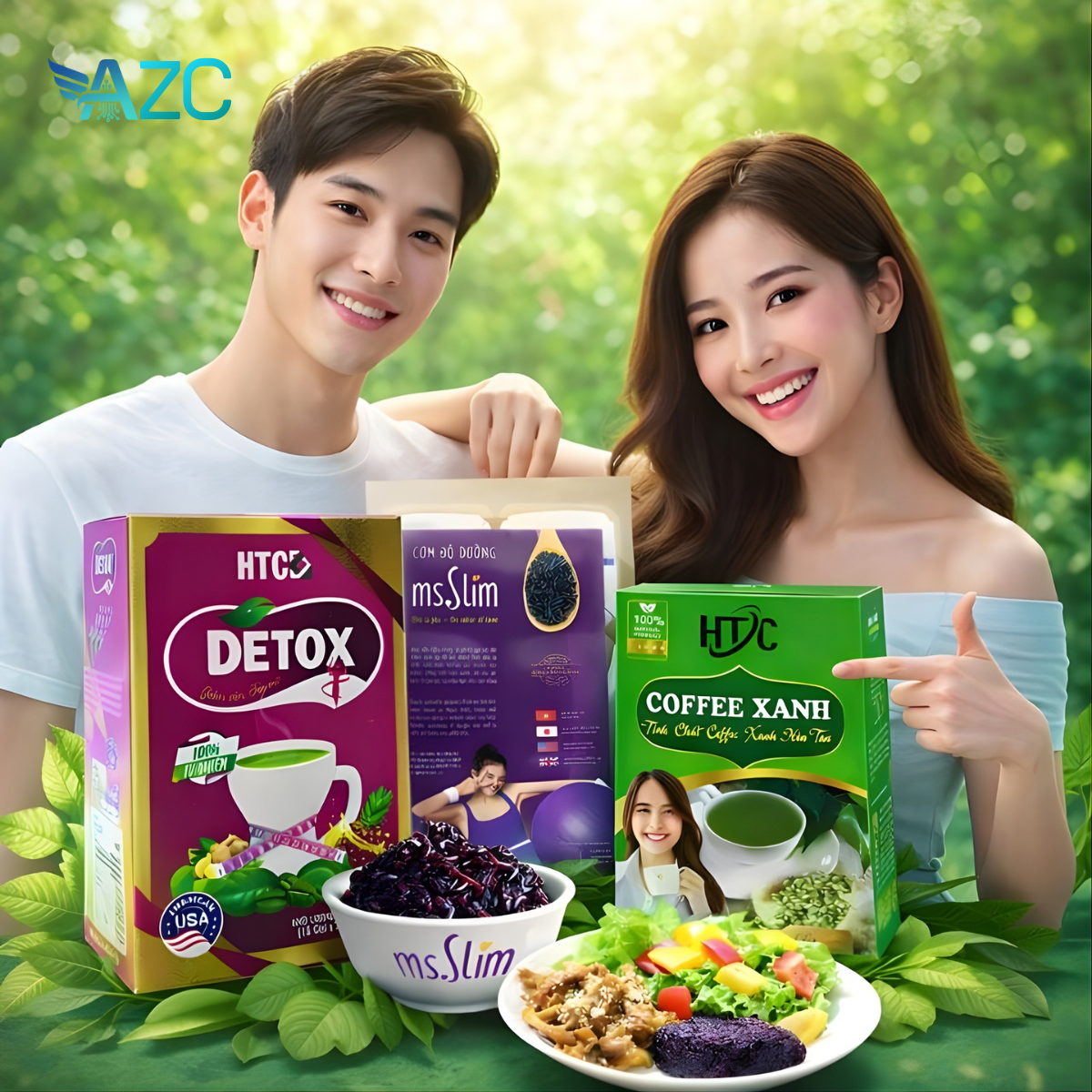 COMBO CƠM TÍM - CÀ PHÊ XANH DETOX